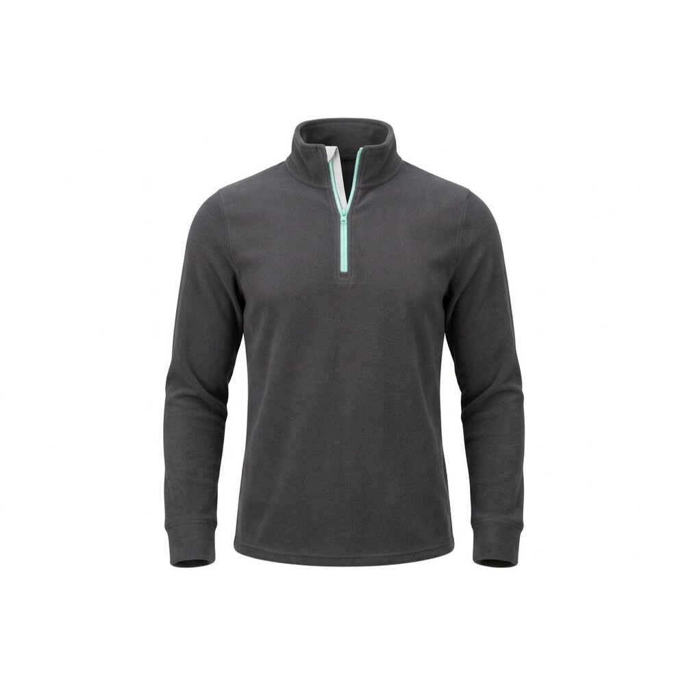 Maurices Grey Fleece Quarter-Zip Pullover Sweatshirt Size L Mint Zipper Accent